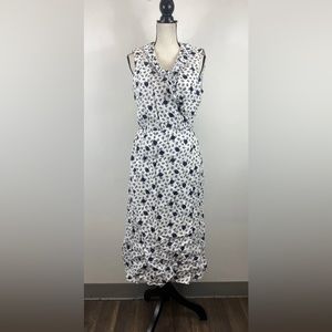 Boden Women's Ivory Spot Bloom Linen Wrap Midi Dress Size US 10/UK 14